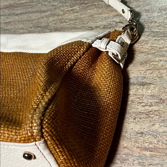 Kate Spade ♠️ white leather and burlap shoulder bag - Picture 10 of 16